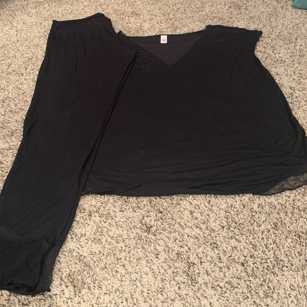Victoria’s Secret Dot & Mesh Black Pajamas
